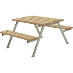 kaiserkraft Conjunto de bancos e mesa, estrutura de aço, galvanizado a fogo, CxP 1180 x 1610 mm, madeira de coníferas, castanho, sem encosto, Conjunto de bancos e mesa, estrutura de aço, galvanizado a fogo, CxP 1180 x 1610 mm, madeira de coníferas, castan