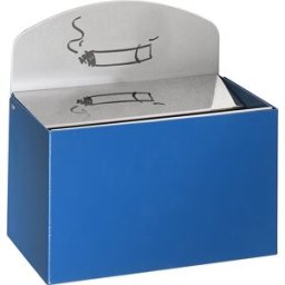 VAR Cinzeiro de parede com placa de aviso , AxLxP 87 x 140 x 98 mm, chapa de aço, azul genciana, Cinzeiro de parede com placa de aviso, AxLxP 87 x 140 x 98 mm, chapa de aço, azul genciana. Placa de aviso metálica desmontável. Fornecimento com material de