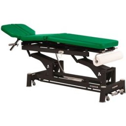 Marquesa elétrica Ecopostural multifuncional: três corpos com estrutura de biela preta e cabeça T05 (50 x 198 cm)