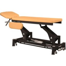 Marquesa elétrica técnica Ecopostural: dois corpos com braços abatibles, estrutura de biela preta e cabeça T05 (50 x 188 cm)