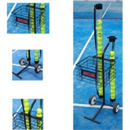 Carroça portapelotas Ténis/Pádel: Cesto movible e separadores redondos para dois canos recogepelotas e capacidade para 80 pelotas