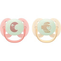 Philips Avent Ultra Soft Nighttime Chupeta 0-6m Rosa/Bege 2 unidades