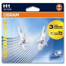 Ams-Osram Lâmpada de halogéneo OSRAM H1 Ultra Life 12V/ 55W, 2 peça