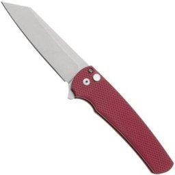 Pro-Tech Malibu 5405-LTD-RED, Stonewashed CPM MagnaCut, Reverse Tanto, Polished Clip, Red Textured Aluminium, navalha