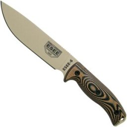 ESEE Knives ESEE Model 6 Desert Tan Blade 3D Coyote-Black G10 faca de sobrevivência 6PDT-005 bainha preta + placa de clipe