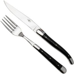 Rio Forge de Laguiole Knife and Fork TF2MINBF Dark Horn, Conjunto de 2 talheres, polido