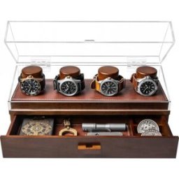 Holme & Hadfield Watch Deck Pro LP-Y09T-8KUM Walnut, expositor para 4 relógios