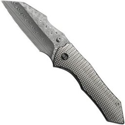 WE Knife High-Fin XL WE24010-DS1 Hakkapella Damasteel, Diamond Patterned Polished Titanium, navalha