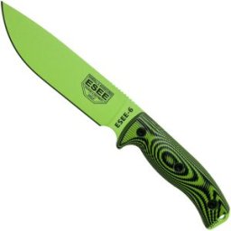 ESEE Knives ESEE Model 6 Venom Green Blade 3D Neon Green-Black G10 faca de sobrevivência 6PVG-007 bainha preta + placa de clipe
