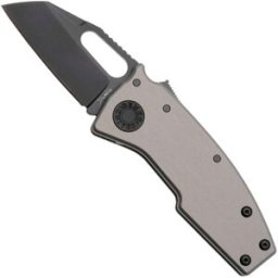 Demko Knives Demko Nano-Shark, NANO-20CV-ARTILLERY GREY ALUM-SF, Stealth DLC CPM 20CV Shark Foot, Artillery Grey Aluminum navalha