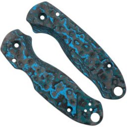 Flytanium Spyderco Para 3 Lotus Scales FLY1361AS Arctic Storm Carbon Fiber, capas de cabo