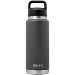 Yeti Rambler Bottle 36oz Chug Cap, Charcoal Grey, frasco térmico com tampa para beber, 1L