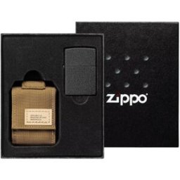 Zippo Tactical Brown Pouch and Black Crackle Windproof 49401-000002, conjunto de oferta de isqueiro