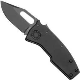 Demko Knives Demko Nano-Shark, NANO-20CV-BLACK ALUM-CP, Stealth DLC CPM 20CV Clip Point, Black Aluminum navalha