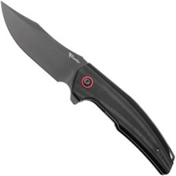 Reate Jack Jr. JJR-BL-DLC-AL-RD, Black DLC CPM S30V, Black Aluminum / Carbon Fiber, Red Hardware navalha