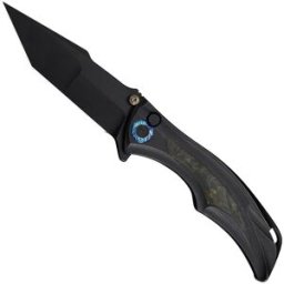 WE Knife Tighe Down WE24054B-1 Blackwashed Böhler M390, Integral Black Titanium Black Yellow CF Inlay, navalha, Brian Tighe design