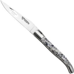 Laguiole en Aubrac Oyster and Mussel Shell, Brushed Stainless Steel, navalha, 12 cm