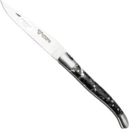 Laguiole en Aubrac Pearl Mussel and Abalone Shell, Brushed Stainless Steel, navalha, 12 cm
