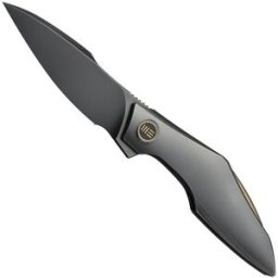 WE Knife Krait Snake WE24084-3 Polished Gray Böhler M390, Polished Gray Titanium, Gold Anodized Hardware, navalha, Tashi Bharucha design