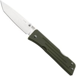 1881 Knife Works Route 66, RT68-TB-GRN-G10, Tumbled S45VN Tanto, OD Green G10 navalha, Greg Medford design