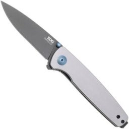 SOG Twitch III 11-15-03-43, Black 154CM, Gunmetal Gray Aluminum, Blue Hardware navalha