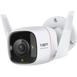 TP-LINK Câmera Wi-Fi de segurança externaSPEC: 2K QHD (2688x1520), F1.0, 2,4 GHz, 2T2R, 2 × antenas externas, 1 × porta EthernetRECURSO: visão colorida noturna, detecção inteligente de IA e notificações (movimento, pessoas, animais de estimação, carros -