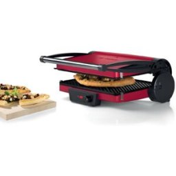 BOSCH 2000 W. Grande superfície: 328 x 238mm. Multifuncional com 3 -posições: grelhador de placas com aquecimento superior e -inferior para grelhar, gratinar e manter quente. Placas anti--aderentes e amovíveis. Grelhas inclinadas com canais de -drenagem d
