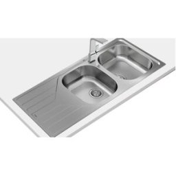 TEKA Encastre-Lava-louças de duas bacias e um escorredor-Aço inoxidável 18/10-Válvula de 3 ½”-Profundidade das bacias: 160 mm-Reversível (sem furação): opção de ter o escorredor à direita ou à esquerda-Móveis de 80 cm-Medidas gerais-Largura do p - 8434778