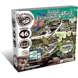 Escavações Fósseis Dinossauros 4 em 1 Brinquedos + 6 anos Science4you
