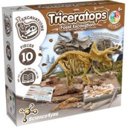 Escavações Fósseis Dinossauro Triceratops Brinquedo de Dinossauros Prenda para Crianças 6 7 8 9 anos Science4you