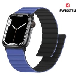 Bracelete Magnética em Silicone para Apple Watch Swissten Azul 42-49 MM