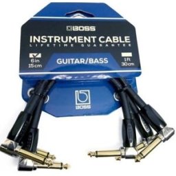 Boss BIC-PC-3 Cabo Audio Patch Jack angulado/angulado mono 15cm (Pack 3 Cabos) para Pedalboards Revestimento Malha Garantia Vitalícia