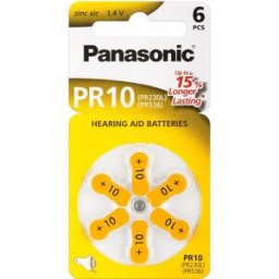Panasonic - Pilha para aparelhos auditivos - zinc air - 10 / PR70 - [6 unid.]