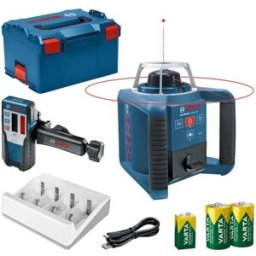 Bosch Professional Nível Laser Giratório GRL 300 HV com Receptor LR1, 2 Baterias Alcalinas 1,2V HR20,1 Bateria Recarregável de 9V 7HR9V VARTA+L-Boxx 2