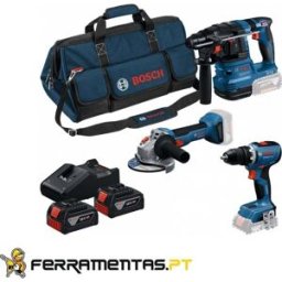 Kit de 3 Ferramentas de 18V: GSB + GWS + GBH + 3× GBA 5.0 Ah + GAL 12V/18V-80 Bosch 0615A500AH