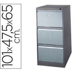 Ficheiro Metalico p/ Capas de Suspensao c/ 3 Gavetas 1010x475x650 mm Cinza e Cinza Escuro