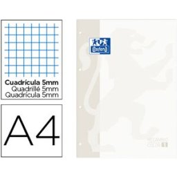 Recarga Cor Oxford Din A4 80 Folhas Quadricula 5 mm 4 Furos Branco