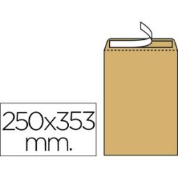LIDERPAPEL Envelope Bolsa Folio Prolongado 250 X 353mm Kraft (250 Unidades)