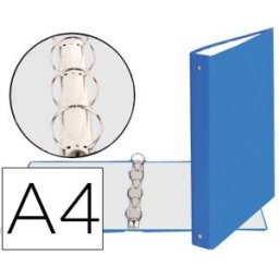 Pasta Exacompta de 4 Aneis 30mm Redondos Din A4 Cartão Forrado Azul Claro