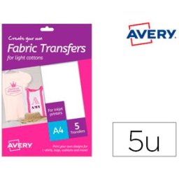 Papel Transfer Avery p/ Camisetas Algodon Colores Oscuros Ink-Jet Din A4 Pack de 4 Hojas