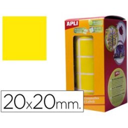 Etiquetas Auto Adesivas Apli Quadradas 20X20 mm Amarelo em Rolo