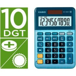 Calculadora MS-100EM Secretária 10 Digitos TX +/- Tecla Duplo Zero (Azul) - CASIO