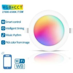 AIGOSTAR Painel de LED Redondo Smart Inteligente Wi-Fi 15W RGB+CCT (Ø17,5cm)