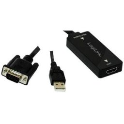 Conversor VGA para HDMI c/ Alimentação USB - LOGILINK
