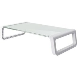 Suporte Elevatório em Vidro Temperado p/ Monitores (Transparente/Branco) - TRUST
