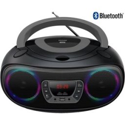 Rádio FM 2x 2W c/ MP3/CD/USB/BLUETOOTH/AUX + Efeitos LED (Preto) - DENVER