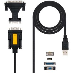 Cabo Adaptador USB A Macho -> RS232 DB9 / DB25 Macho (1,8 mts) - Nanocable