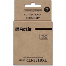 Tinteiro Compatível CLI-551Bk Canon (Preto) - ACTIS