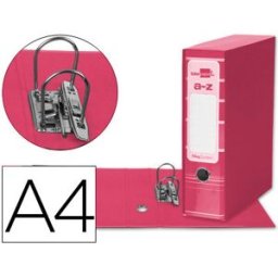 LIDERPAPEL Pasta de Arquivo de Alavanca A4 Filing System Forrado s/ Rado Lombada 80mm Rosa c/Caixa