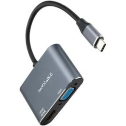 Conversor USB-C - HDMI + VGA Compatível c/ Thunderbolt 3 (Cinzento) - NANOCABLE